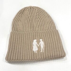 Polylana Atlantis OAK Beanie Hat Tan Ribbed Knit Embroidered Couple OS‎ Winter